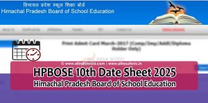 HP Board Matric Date Sheet 2025 PDF Download